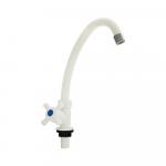 Кран на одну воду, металлокерамика, из высокопрочного АБС пластика, ручка крест, модель стандарт, цвет БЕЛЫЙ