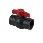 Кран шаровый 1 1/2" г/г, резьбовой, ручка-бабочка, из ПВХ (PVC-U) пластика, цвет СЕРЫЙ.