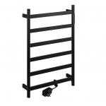 Полотенцесушитель электрический, 480 х 730 х 90 мм, лесенка 6 перекладин, 75 W, из нержавеющей стали, сенсорное управление с таймером до 24 часов, цвет ЧЁРНЫЙ.