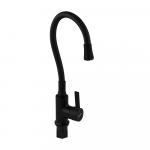 Смеситель для кухни, с гибким изливом, шаровый, ЧЁРНЫЙ излив, корпус ЧЁРНЫЙ.