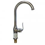 Смеситель для кухни , ХРОМ с белой керамичекой  вставкой на корпусе , шаровый