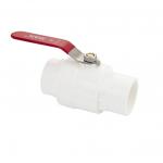 Кран шаровый 1 1/2" г/г, резьбовой, из ПВХ (PVC-U) пластика, металлическая ручка-рычаг, цвет БЕЛЫЙ.