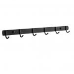 Крючок для полотенца на планке 6 шт, из нержавеющей стали, цвет черный