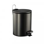 Ведро из нержавеющей стали, с педалью, круглое, 5 литров, плоская крышка микролифт, цвет ГРАФИТ.