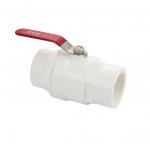 Кран шаровый 2" г/г, резьбовой, из ПВХ (PVC-U) пластика, металлическая ручка-рычаг, цвет БЕЛЫЙ.