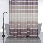 Штора с рисунком, ГОРИЗОНТАЛЬНЫЕ КОРИЧНЕВЫЕ ПОЛОСКИ, в ванную комнату, без колец, полиэстэр