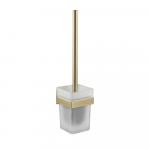 Ёрш для унитаза, со стеклянной колбой, с креплением к стене из нержавеющей стали, с квадратным основанием, цвет МАТОВОЕ ЗОЛОТО.