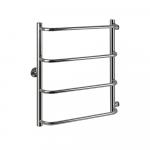 Полотенцесушитель СКОБА, 4 перекладины, 500х600 мм, с боковым подключением м/осевое - 500 мм, труба -"1" x 2 мм, нержавеющая сталь, цвет ХРОМ.