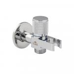 Кран угловой для подключения сантехнических приборов 1/2 х 1/2, с встроенным кронштейном, цвет ХРОМ.