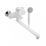 Смеситель для ванны, с длинным изливом, шаровый, из высокопрочного АБС пластика, цвет БЕЛЫЙ.