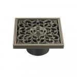 Трап душевой 100х100 мм, вертикальный выпуск 50 мм, с сухим затвором воды, с декоративной решёткой, цвет БРОНЗА.