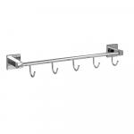 Вешалка с пятью крючками прямая, на квадратном основании, цвет ХРОМ.