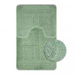 Коврик в ванную КЛАССИК УНИ КВАДРАТЫ, двойной ФИСТАШКОВЫЙ, 55х90 + 45х55 см, 100% полиэстер