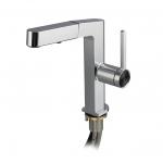 Смеситель кухонный, шаровый, Г - образный излив вытяжной, корпус из латуни, хромированный